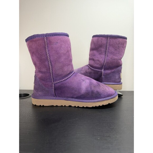 Youth UGG Classic Short II Boots Size 4 Purple Suede 5251 - Picture 5 of 11